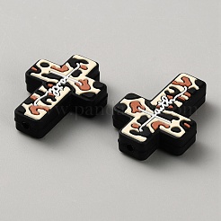 Halloween Cross Silicone Beads&nbsp;SIL-WH0025-01A