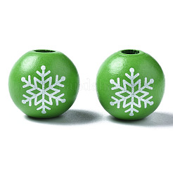 Painted Natural Wood European Beads&nbsp;WOOD-S057-040