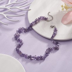 Natural Amethyst Chips Beaded Necklaces&nbsp;NJEW-JN04275-02