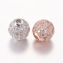 Brass Cubic Zirconia Beads&nbsp;ZIRC-F001-02