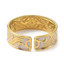 304 Stainless Steel Enamel Open Cuff Rings for Women&nbsp;RJEW-F166-35G-01