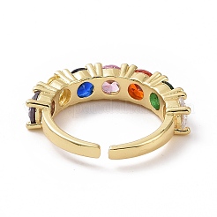 Colorful Cubic Zirconia Open Cuff Ring&nbsp;RJEW-I093-03LG