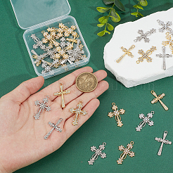 36Pcs 6 Styles Alloy Rhinestone Pendants&nbsp;FIND-NB0006-74