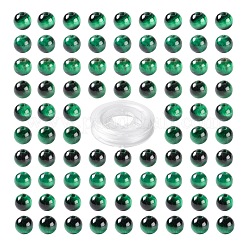 100Pcs 8mm Natural Green Tiger Eye(Dyed & Heated) Round Beads&nbsp;DIY-LS0002-08