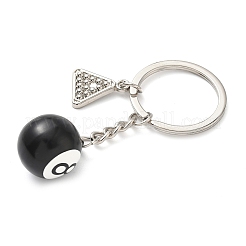 Alloy Enamel Black No 8 Billiards Keychains&nbsp;LS-KEYC-I119-02P