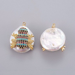 Natural Cultured Freshwater Pearl Pendants&nbsp;PEAR-J004-34G