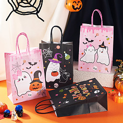 8Pcs 4 Styles Halloween Theme Printed Paper Gift Tote Bags&nbsp;ABAG-TA0001-60