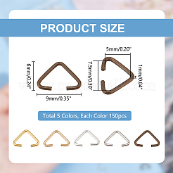 750Pcs 5 Colors Iron Triangle Rings&nbsp;IFIN-PH0002-21
