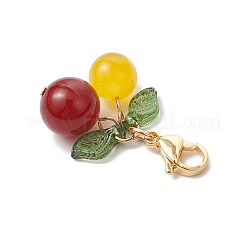Cherry Natural Carnelian & Rose Quartz & Dyed Malaysia Jade & Dyed Crackle Agate & Green Aventurine & Amethyst & Cat Eye Pendant Decorations&nbsp;HJEW-TA00333