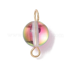 Dyed Synthetic Moonstone Round Connector Charms&nbsp;PALLOY-JF02690-01