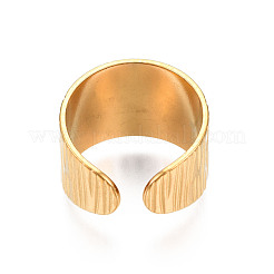 Ion Plating(IP) 304 Stainless Steel Texture Open Cuff Ring&nbsp;RJEW-S405-258G