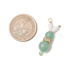 4Pcs 4 Styles Natural Carnelian & Rose Quartz & Green Aventurine & Amethyst Bunny Pendants&nbsp;PALLOY-TA00226