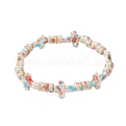 4Pcs 4 Colors Paint & Dyed Synthetic Turquoise Beads Stretch Bracelets for Men Women&nbsp;BJEW-JB12240