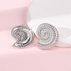 Brass Micro Pave Clear Cubic Zirconia Conch Stud Earrings&nbsp;EJEW-H165-07P
