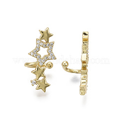 Brass Micro Pave Clear Cubic Zirconia Cuff Earrings&nbsp;X-EJEW-R114-020G-NF