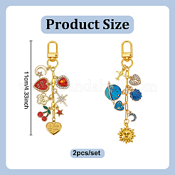 2Pcs Alloy Enamel & Rhinestone Pendant Decorations&nbsp;HJEW-NB00315