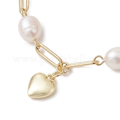 Brass Heart Charms & Paperclip Chains Bracelets&nbsp;BJEW-JB13479