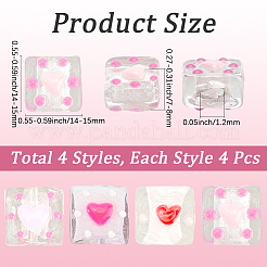 16Pcs 4 Colors Valentine's Day Handmade Lampwork Enamel Beads&nbsp;LAMP-PA0001-07