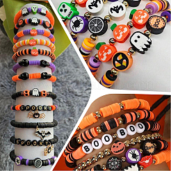 160Pcs 6 Style Halloween Theme Handmade Polymer Clay Beads&nbsp;CLAY-SP0001-11