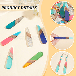 12Pcs 6 Colors Resin & Walnut Wood Big Pendants&nbsp;RESI-HY0001-17