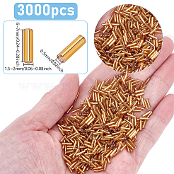 3000Pcs Silver Lined Glass Bugle Beads&nbsp;SEED-ME0001-29