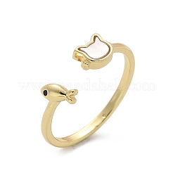 Brass Enamel Cuff Rings for Women&nbsp;RJEW-C126-07G