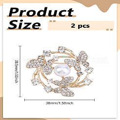 2Pcs Alloy Rhinestone Brooches&nbsp;JEWB-LP0010-12