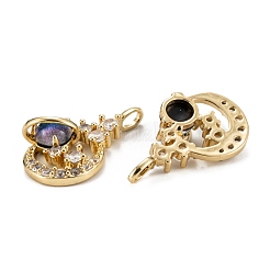 Brass Clear Cubic Zirconia Glass Pendants&nbsp;ZIRC-C024-21G