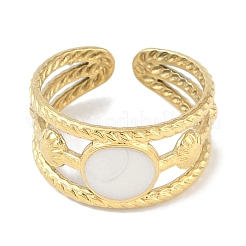 Ion Plating(IP) 304 Stainless Steel Enamel Flat Round Cuff Finger Rings&nbsp;RJEW-L107-079A-G