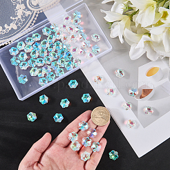 80Pcs Transparent Faceted Glass Connector Charms&nbsp;GLAA-SP0001-88C-02