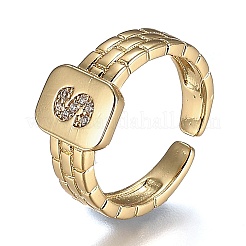 Brass Micro Pave Clear Cubic Zirconia Cuff Rings&nbsp;LS-RJEW-H538-02G-S