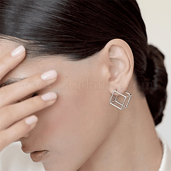 S925 Silver Geometric Square Triangle Earrings Minimalist Elegant Stylish Jewelry for Women&nbsp;GU8226-1