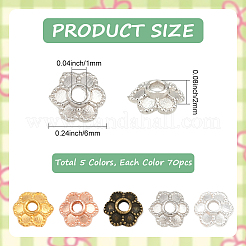 350Pcs 5 Colors Alloy Bead Caps Enamel Settings&nbsp;FIND-PA0001-08