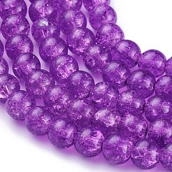 Blue Violet Crackle Glass Round Beads Strands for DIY Jewelry&nbsp;X-CCG-Q001-8mm-12