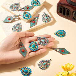 15Pcs 3 Styles Tibetan Style Alloy with Acrylic Pendants&nbsp;FIND-TA0010-20