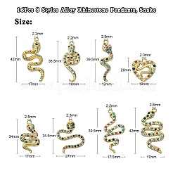 16Pcs 8 Styles Alloy Rhinestone Pendants&nbsp;ALRI-CJ0001-06