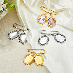 Alloy & Steel Oval Tray Brooch Base Settings&nbsp;JEWB-DC00008