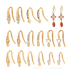 16Pcs 8 Styles 304 Stainless Steel Earring Hooks&nbsp;STAS-PH0006-43G