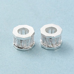 Rack Plating Brass Micro Pave Cubic Zirconia European Beads&nbsp;KK-F866-09S