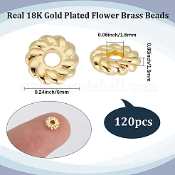 120Pcs Flower Brass Beads&nbsp;KK-BBC0026-04