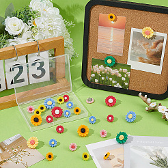 30Pcs 10 Styles Resin Flower Drawing Pins&nbsp;AJEW-BM0001-07