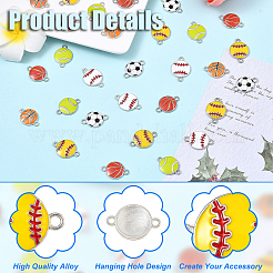 36Pcs 6 Styles Alloy Enamel Connector Charms&nbsp;ENAM-YW0008-07