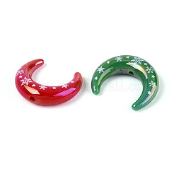 Christmas UV Plating Printed Opaque Acrylic Beads&nbsp;MACR-N018-07