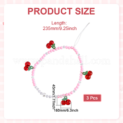 3Pcs Cherry Acrylic & ABS Plastic Bead Mobile Straps&nbsp;AJEW-ME0003-41