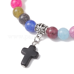 Synthetic Turquoise Cross Charm Bracelets&nbsp;BJEW-JB13099