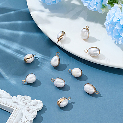 10Pcs Electroplate Natural Baroque Pearl Keshi Pearl Pendants&nbsp;PEAR-ME0001-01