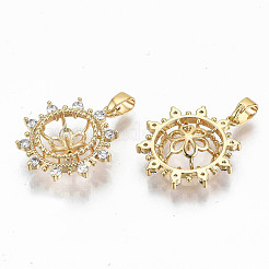 Brass Micro Pave Clear Cubic Zirconia Peg Bails Pendants&nbsp;X-KK-T062-12G-NF