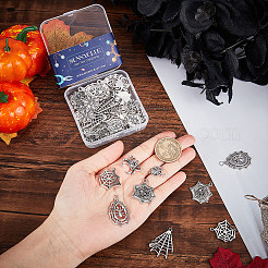 54Pcs 9 Styles Halloween Jewelry Tibetan Style Alloy Pendants&nbsp;FIND-SC0004-40