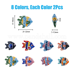 16Pcs 8 Colors Handmade Porcelain Beads&nbsp;PORC-DC0001-01