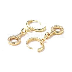 Clear Cubic Zirconia Circle Ring Dangle Hoop Earrings&nbsp;EJEW-B017-02G